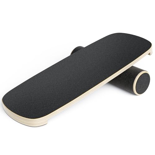 Hoyiyobi Balance Board de Madera con rodillo,Entrenador de tabla de equilibrio 72.5x28cm...
